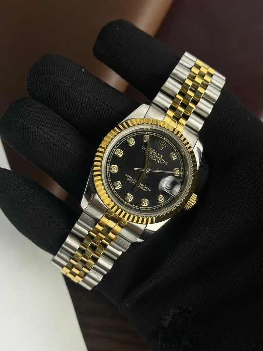Rolex Two Tone DateJust Watch (Black)